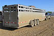 Gooseneck trailer used for transporting cattle.